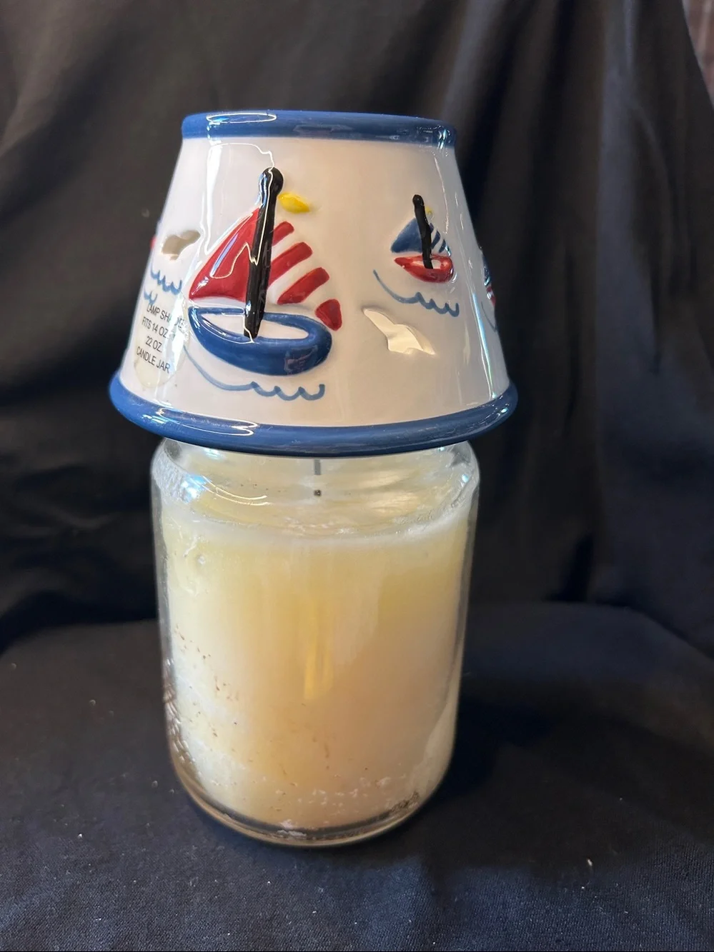 Ceramic Nautical Sailboat Candle Jar Topper